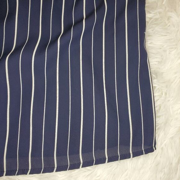 2/$30 Honey Punch Dark Blue Vertical White Stripe  Mini Dress Small - Picture 4 of 9